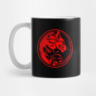 Black and Red Yin Yang Wolves Mug